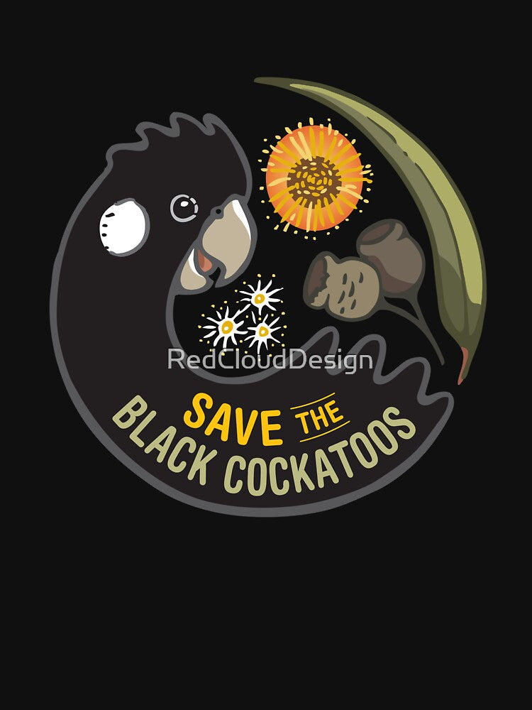 Save the Black Cockatoos (for dark bgnd) by RedCloudDesign