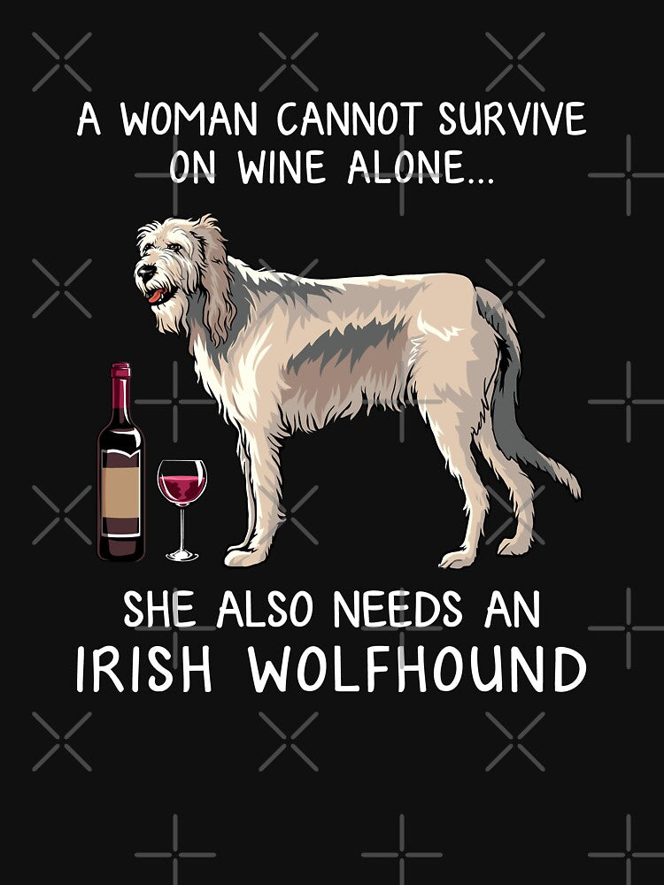 Irish wolfhound and wine Funny dog by TeeDoozy