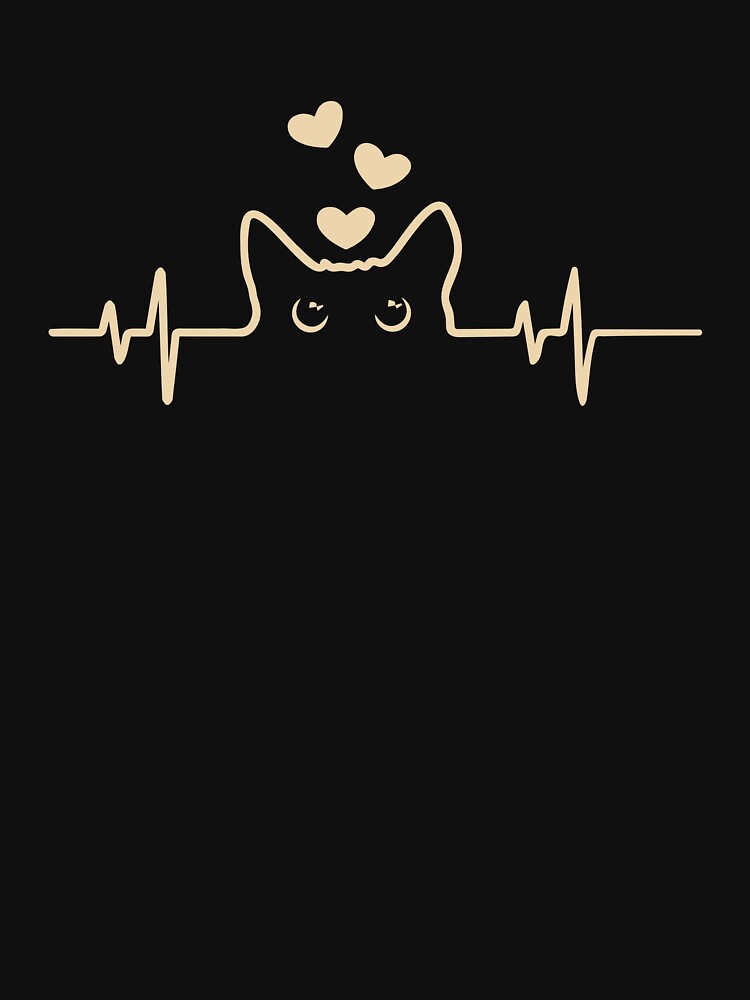 Heartbeat Cat Lover Animal Silhouette Cute Cat T-Shirt by subonils