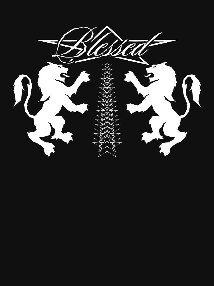 Blessed Lions Zigzag Stars Vintage Style Design by DWZ Design