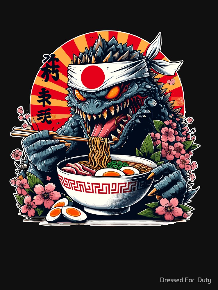 Anime Japanese Monster Kaiju Eating Ramen Manga by Dressed For Duty