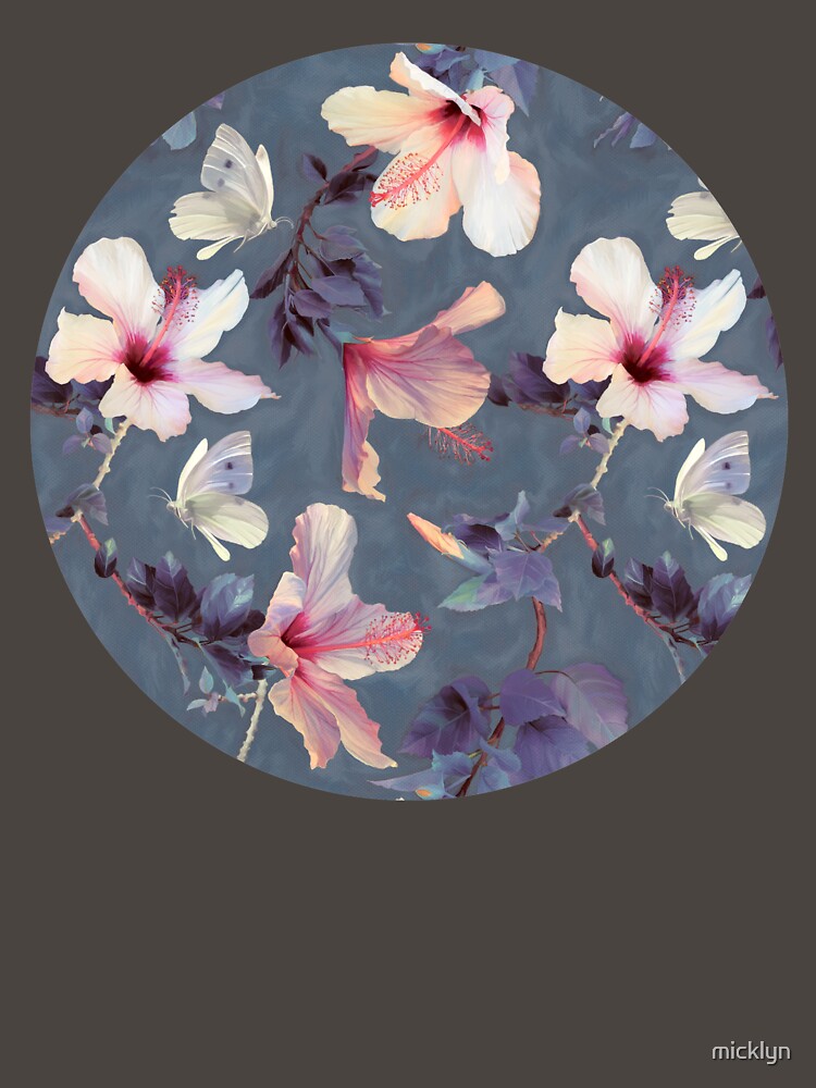 Butterflies and Hibiscus Flowers - a painted pattern by micklyn