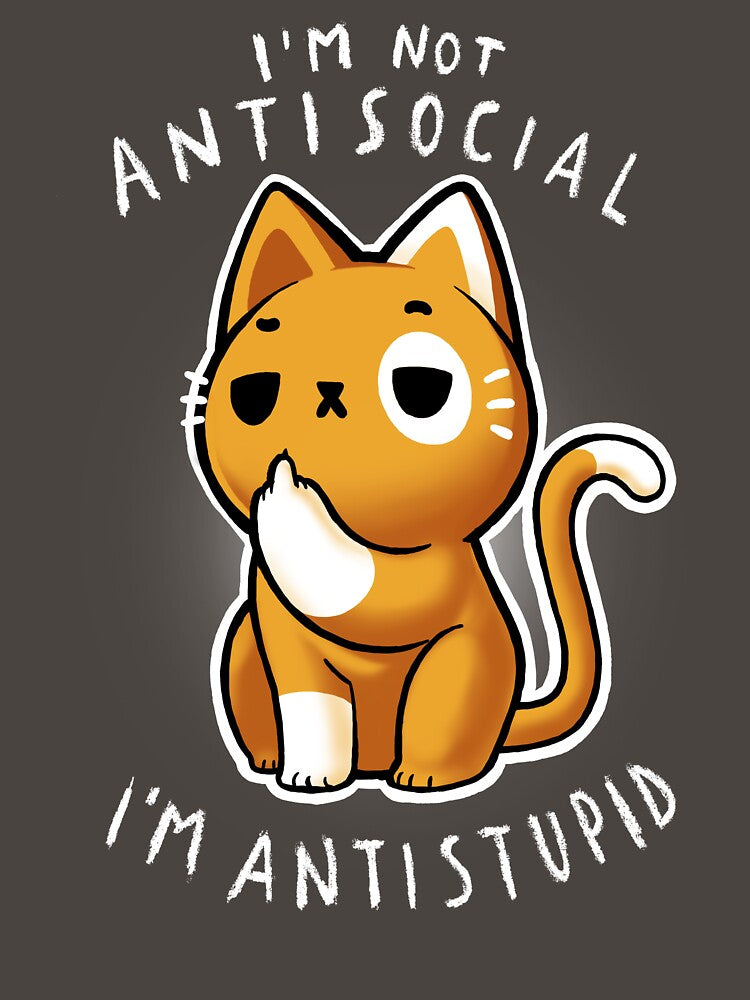 Antisocial Cat - Funny Sassy Kitty - Social Distancing by BlancaVidal