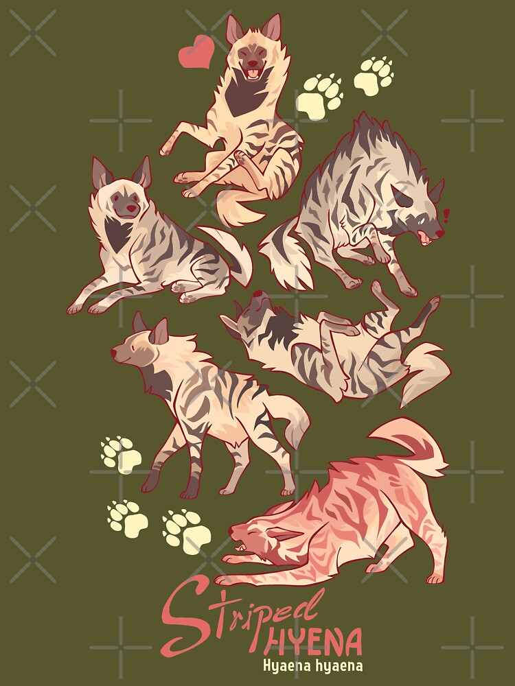 Striped hyena sticker and goodies pack by Colordrilos