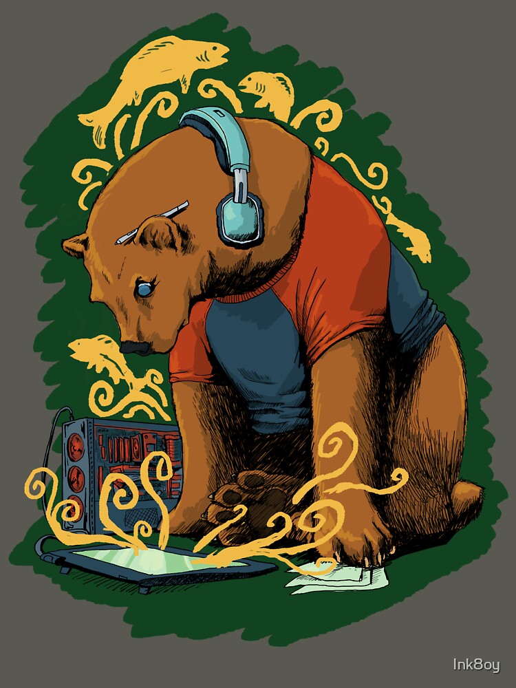 Art Bear Dreams of Fish by Ink8oy