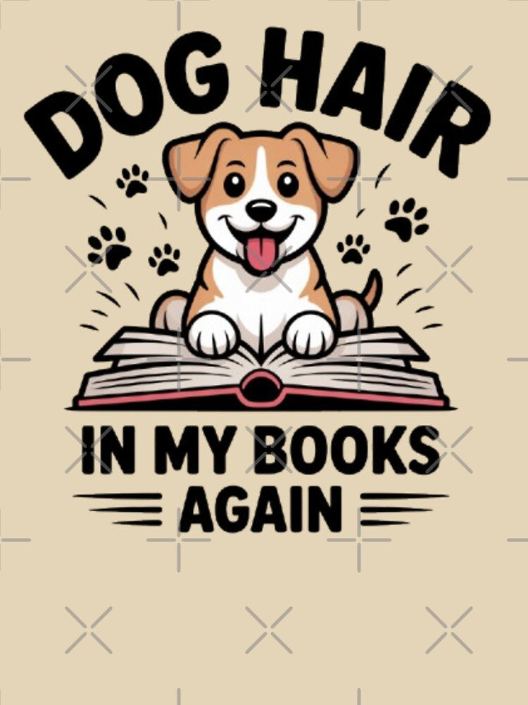 Dog Hair In My Books Again Funny Dog Lover Sticker by KomalArtStudio