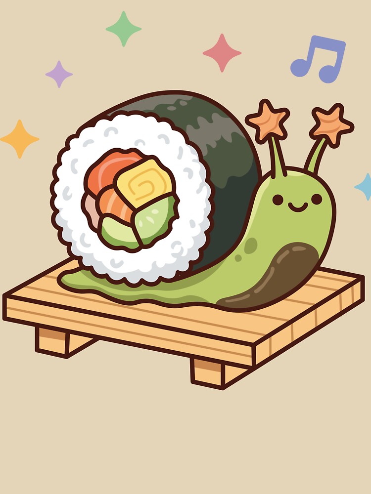 kawaii food sushi snail by Mochii-studio