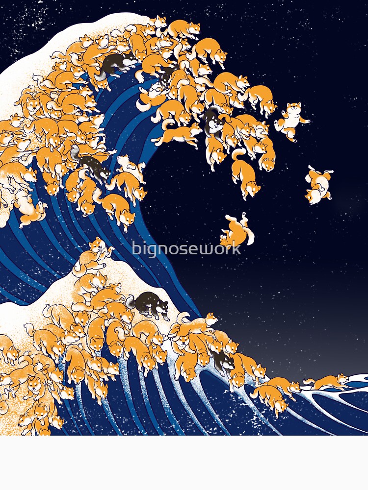 Shiba Inu The Great Wave in Night by bignosework