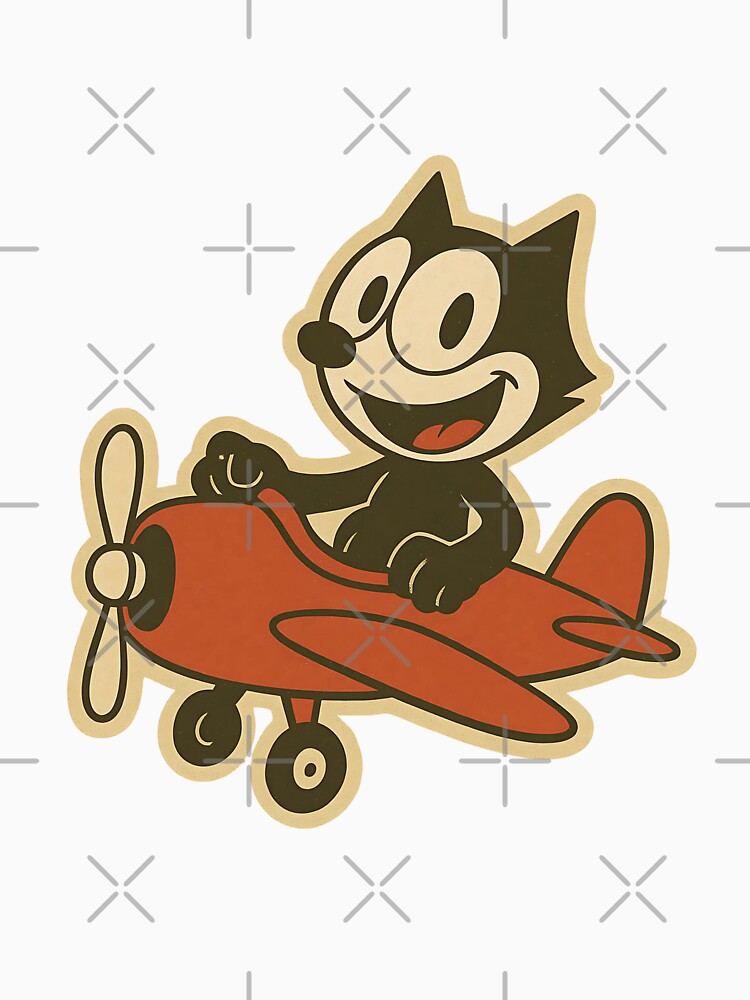 Happy cat on a vintage red airplane by infinitearte