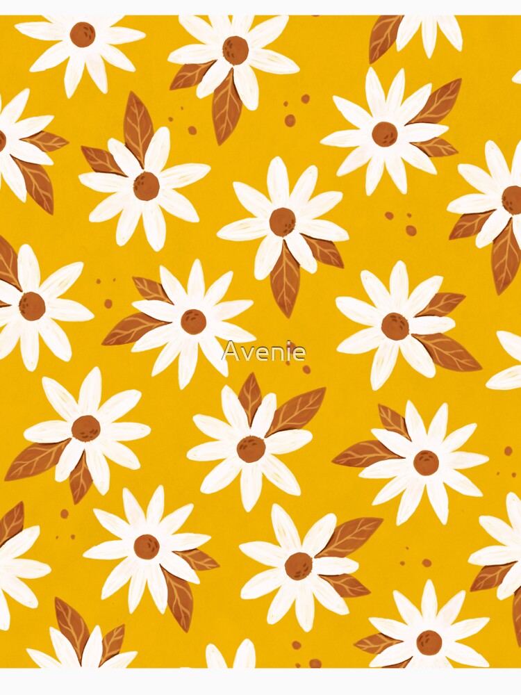 Boho Daisies Floral Print In Honey Yellow by Avenie