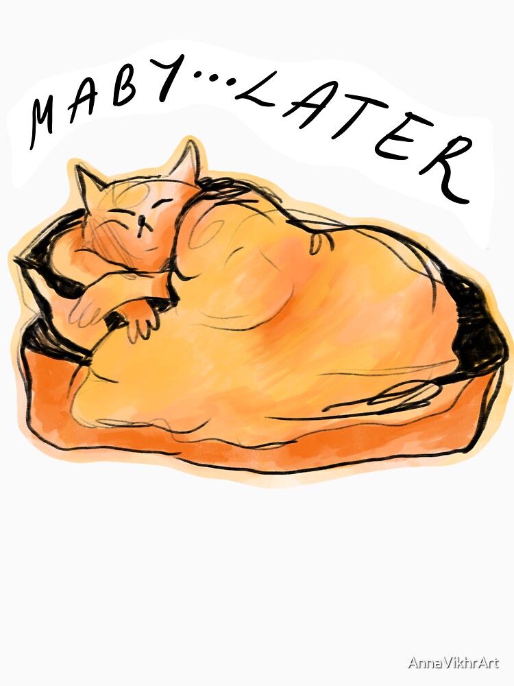 Lazy sleeping cat by AnnaVikhrArt