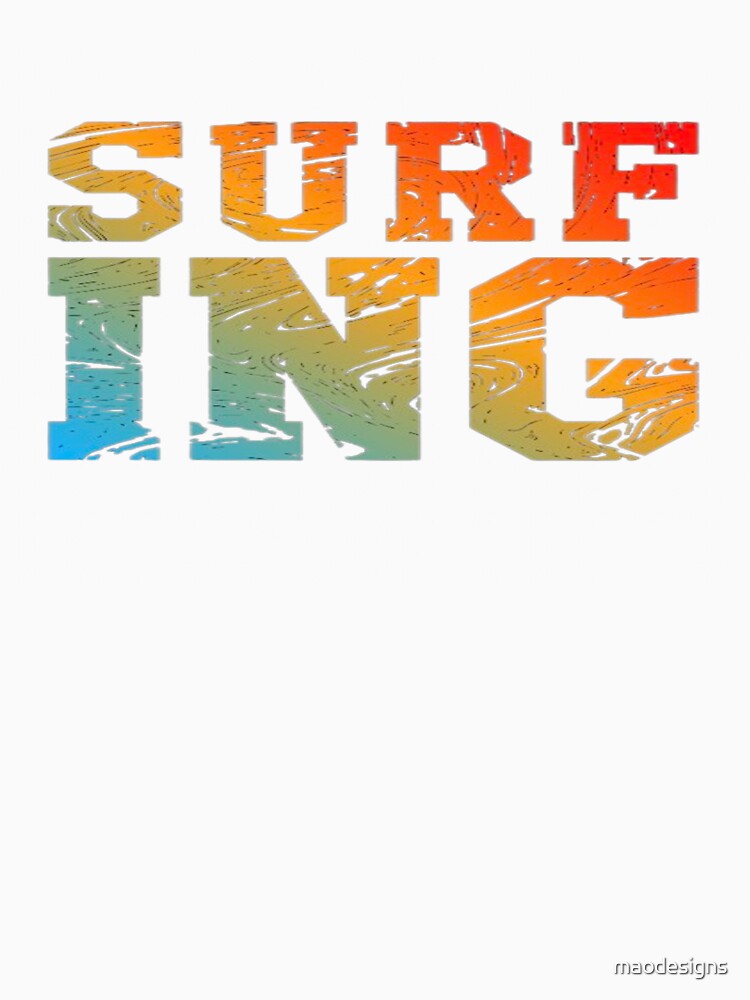 Retro Sunset Surfing Typography - Distressed Ocean Waves Design by maodesigns