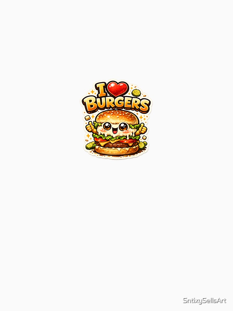 Cute I Love Burgers Sticker by SntixySellsArt