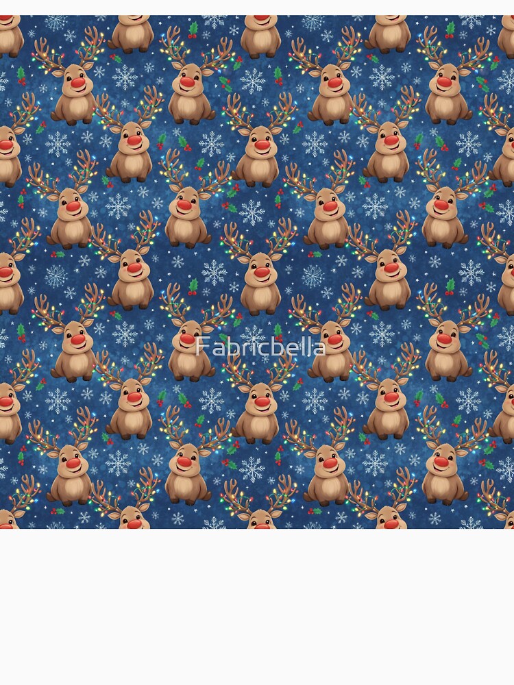 Festive Reindeer with Lights Christmas Pattern by Fabricbella