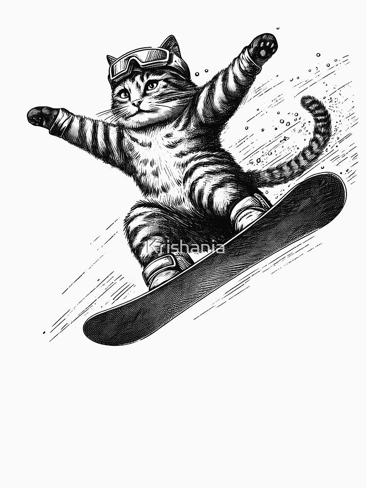 Cat Go Snowboarding by Kimberley King Art King Art