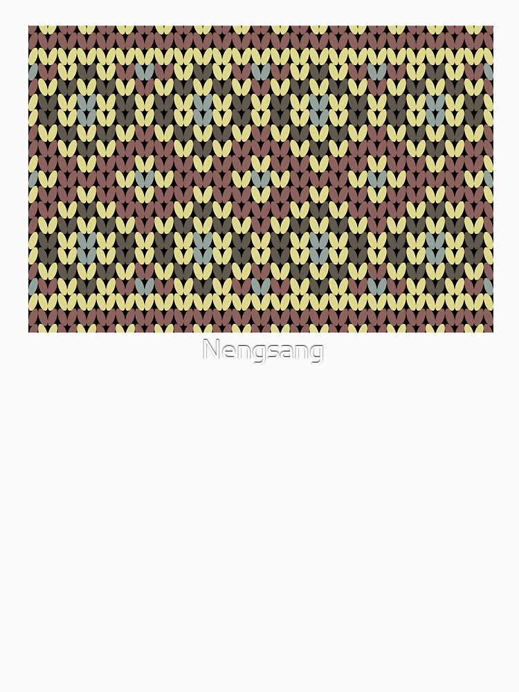 Native ethnic knitted pattern in brown and yellow tones, winter sweater style. by Nengsang