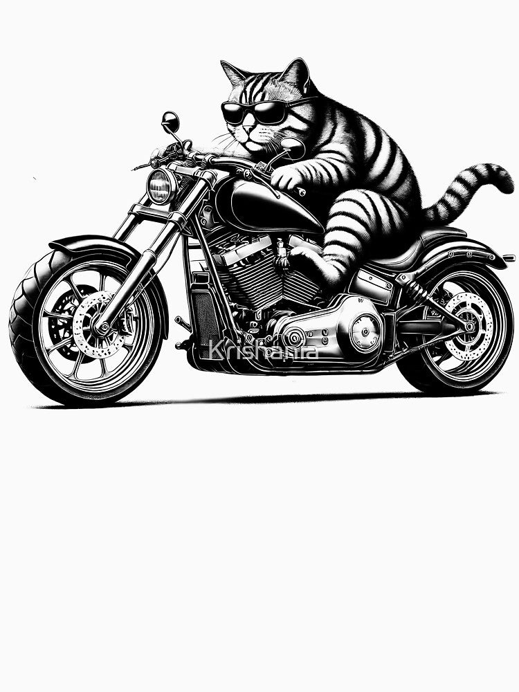 Cool Cat Riding a Motorcycle Biker Kitten Lover by Kimberley King Art King Art