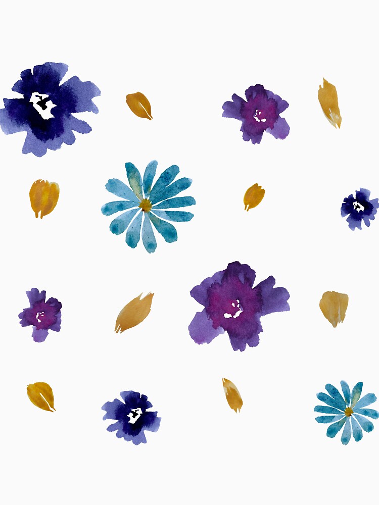 Violet daisy flower peony petal pattern watercolor by Yana Mustafina | Boho Soulful Designs