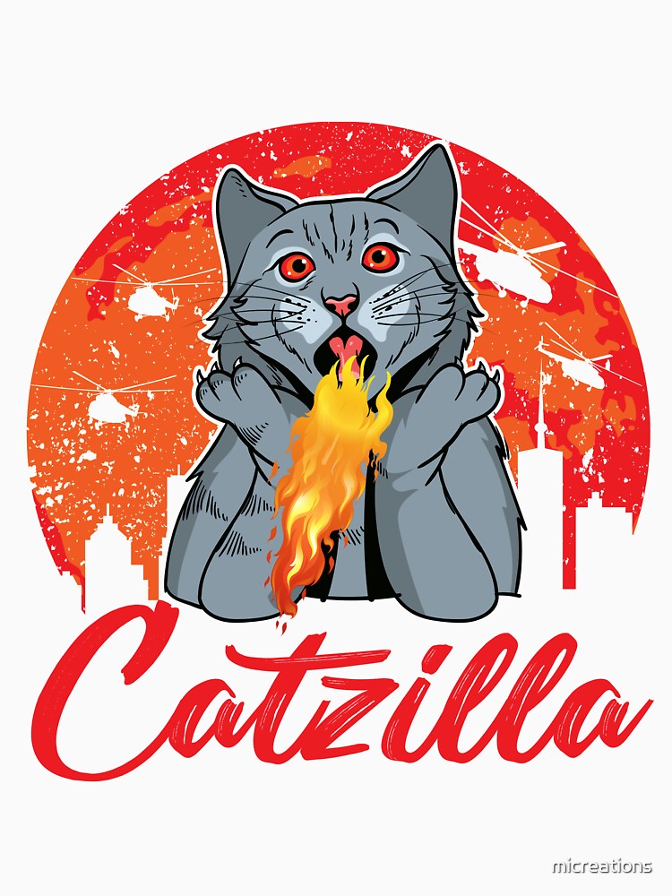 Catzilla funny cute cat lover design by micreations