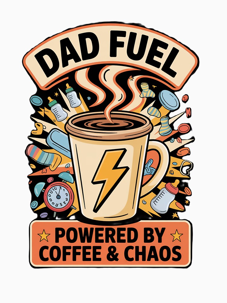 Dad Fuel Coffee Chaos Funny Quote Art by ibobo4656