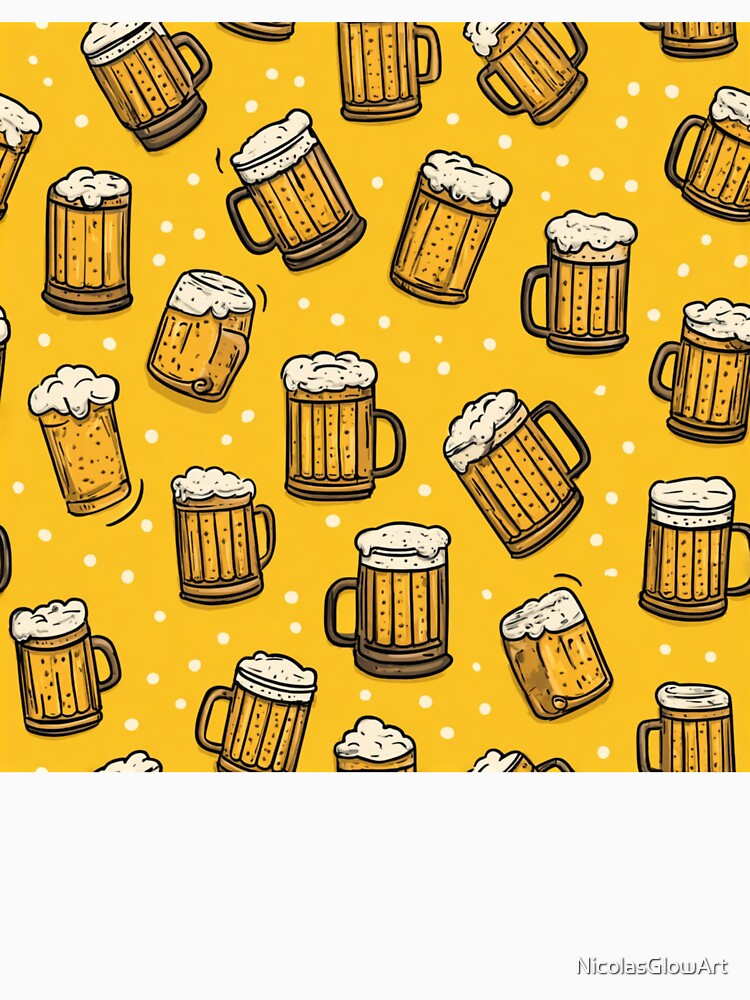 Cartoon Beer Mugs Pattern Brew Drinker Design by NicolasGlowArt
