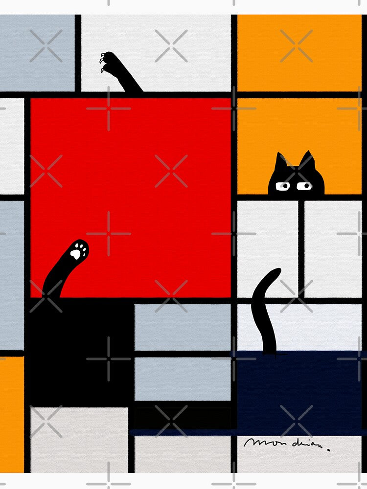 mondrian painting plus cat by Mitra Farmand