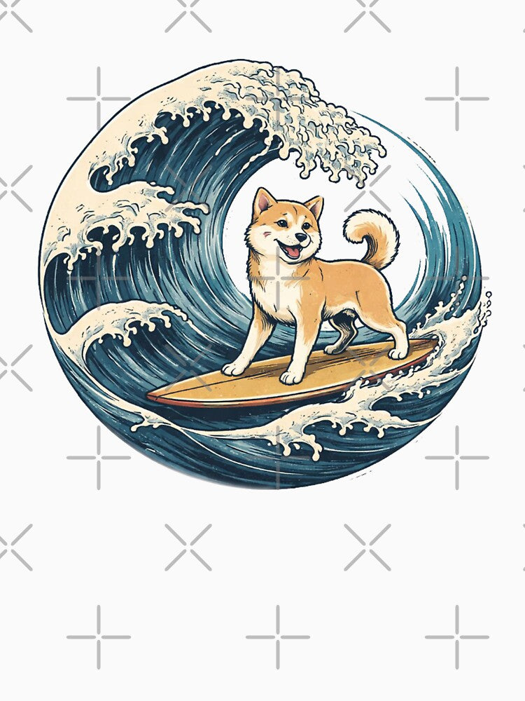 Dog on surfboard Kanagawa Japanese Surfing Wave by SOUFIANE1991