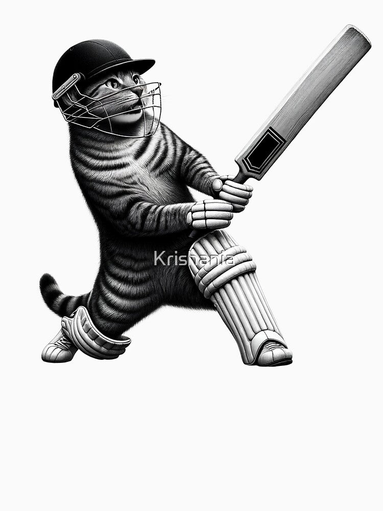 Vintage Cat Playing Cricket Kitten Lover Cricket Player by Kimberley King Art King Art