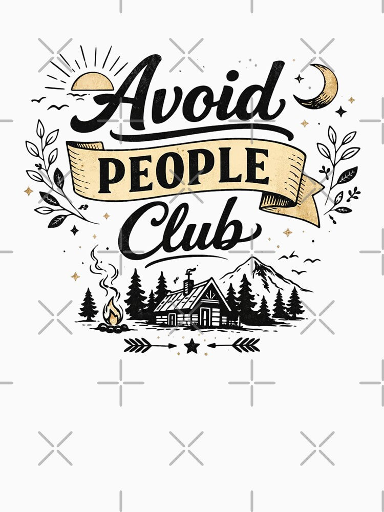 Avoid People Club Funny Introvert Quote Design by Sanika arts