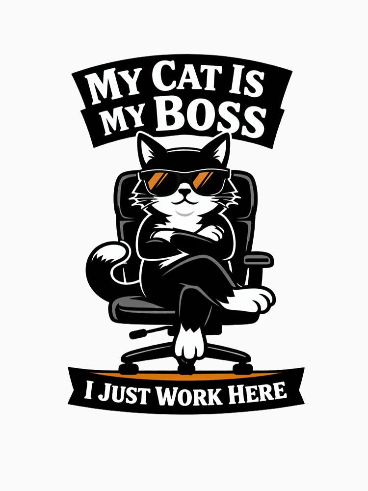 Funny Cat Boss Shirt – My Cat Is My Boss I Just Work Here Humor Design by Shopchid