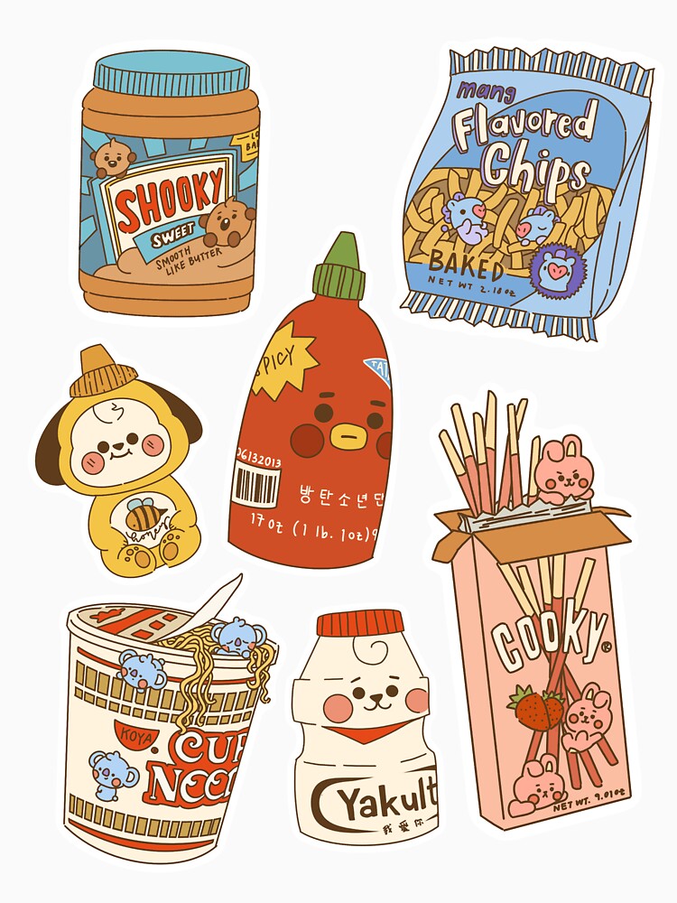 Cute Bangtan Baby Food Art Aesthetic Full Piece by artkamilla