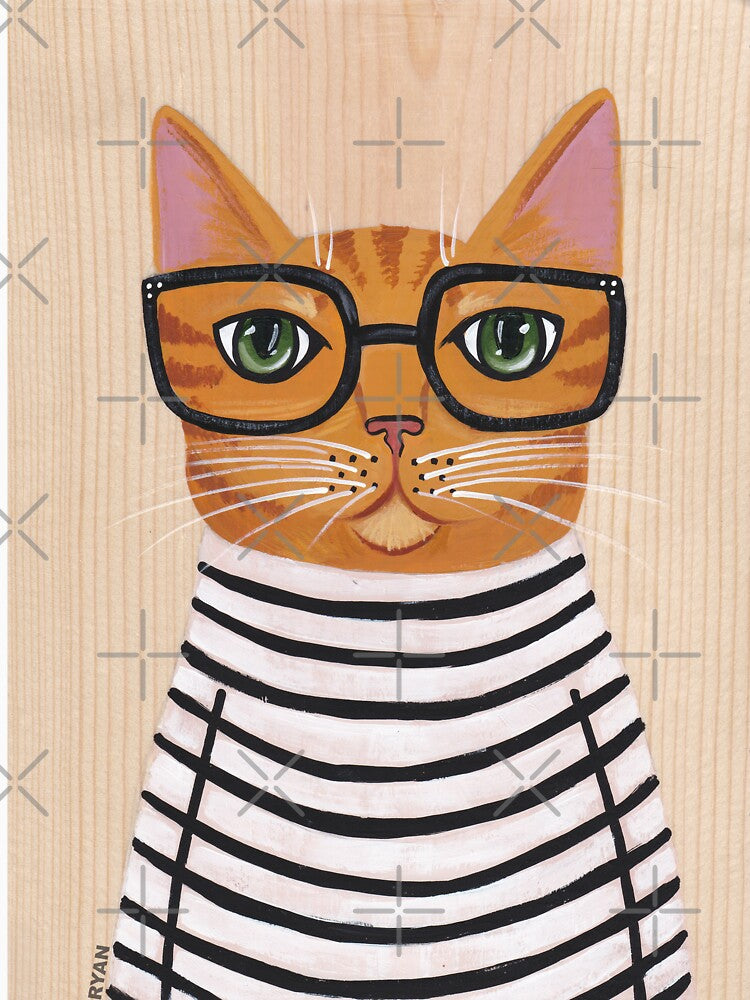 Ginger Hipster Cat by KilkennyCat Art