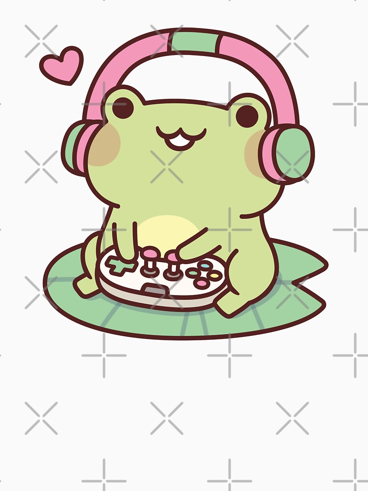 Cute Gamer Frog Loves Playing Video Games by rustydoodle