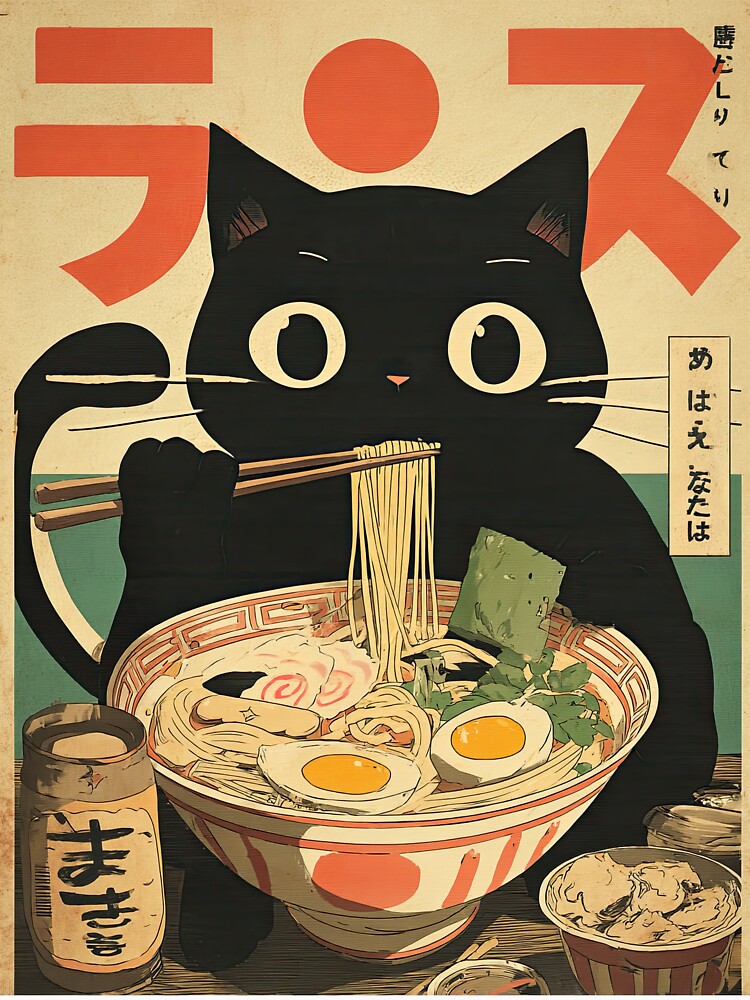 Chopstick Champion Cat by Retro Type
