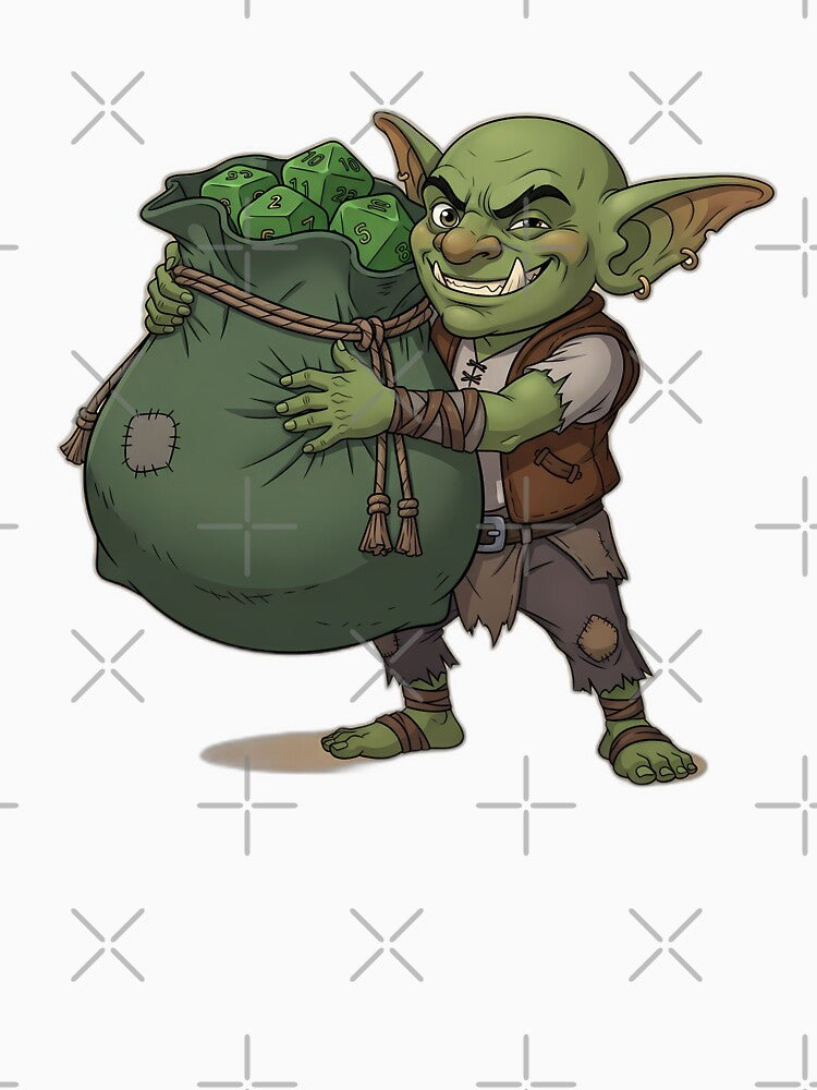 Sneaky Dice Goblin Hugging Oversized Green Dice Bag by pumsquare