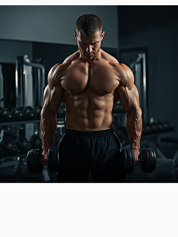 Athletic Man Lifting Dumbbells in Gym Workout by RahulArtForge