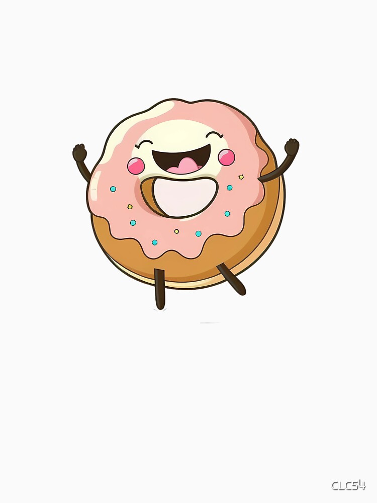 Kawaii Happy Donut with Pink Icing Sprinkles, Funny Food Gift, Cute by CLC54