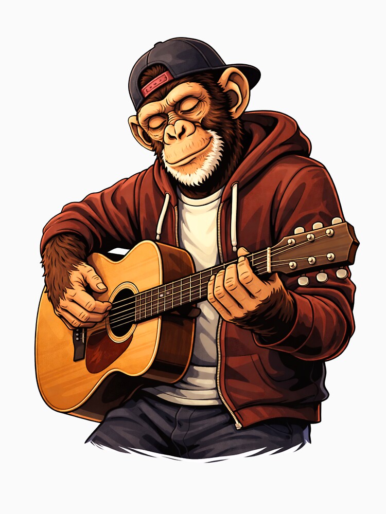 Cool Guitar Player Monkey – Relaxed Musician Lifestyle Streetwear Animal Art by ColorSplash123