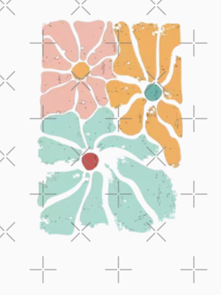 Retro pastel flower cluster with groovy seventies vibe and distressed vintage texture floral aesthetic by QuotinTs