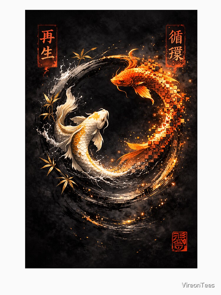 Eternal Balance – Fire & Water Koi by VireonTees