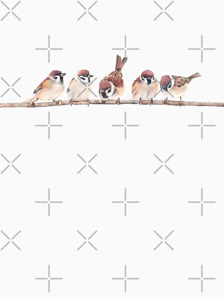Sparrows on a branch by InnaPatiutko