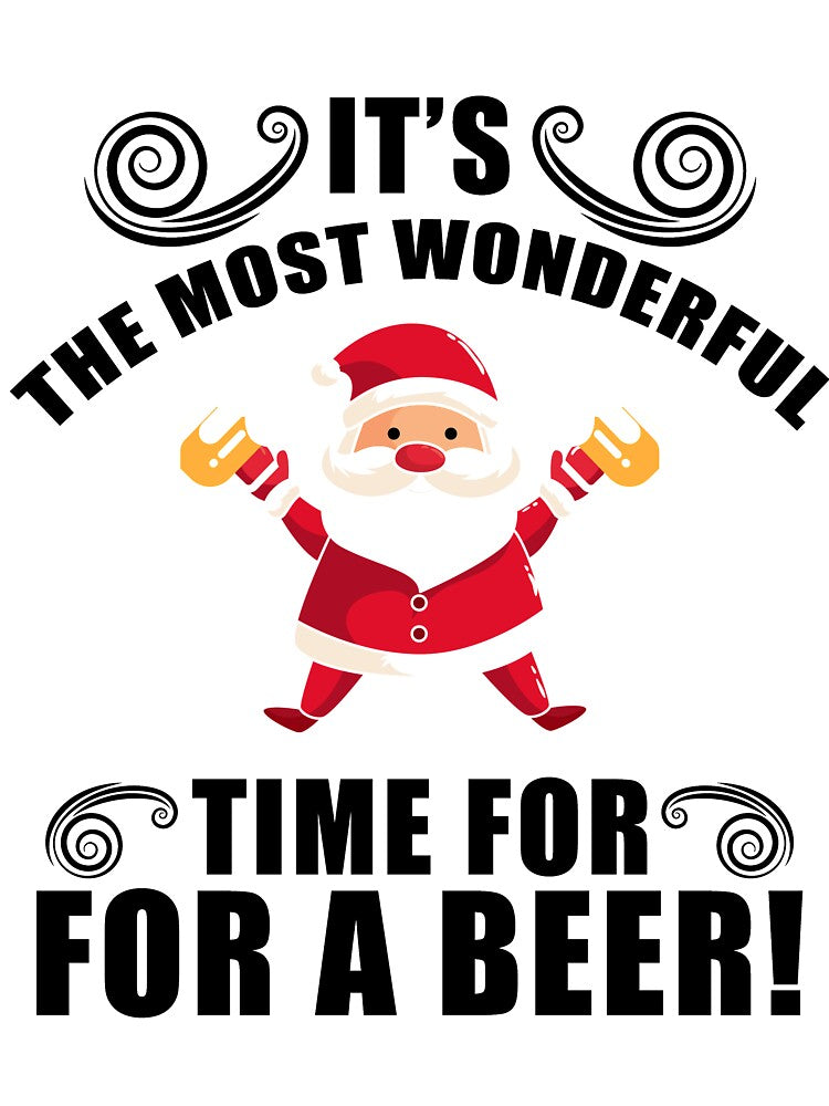 It’s the Most Wonderful Time for a Beer T-Shirt Funny Christmas Santa Tee by AllStarMerch