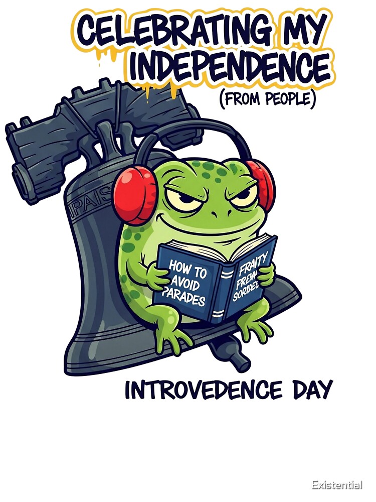 Introverted Independence Day Funny Frog by Existential