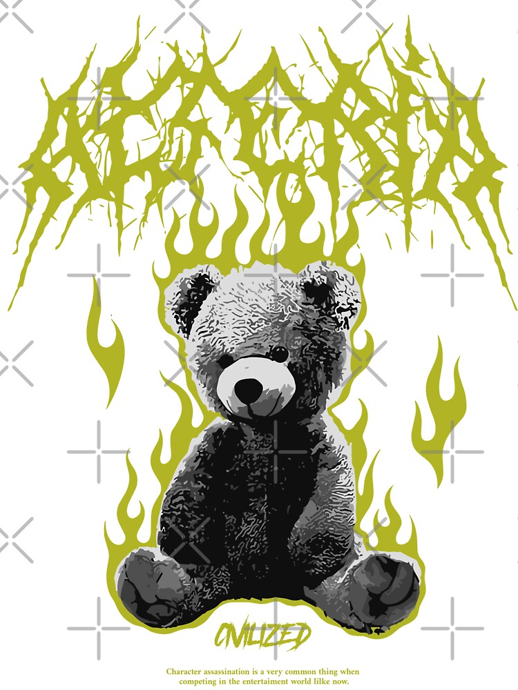 Teddy Bear on Fire Punk Streetwear by NF Designs Studio DTF
