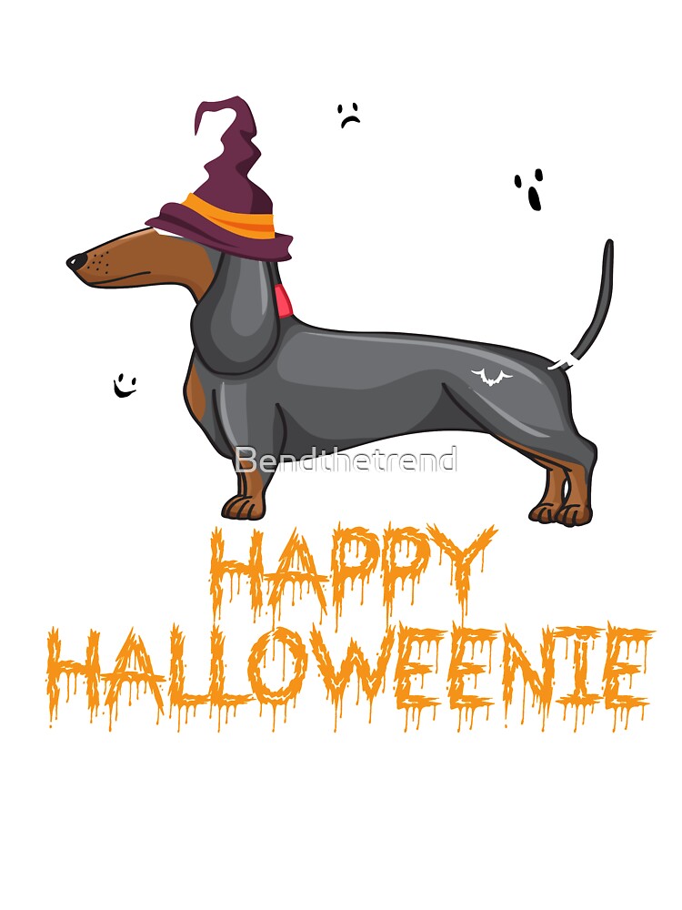 Happy Halloweenie Dachshund Halloween Dog Novelty T-Shirt by Bendthetrend