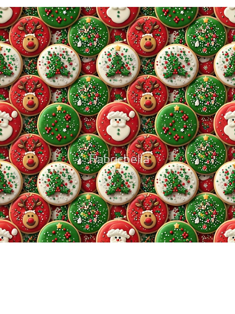 Festive Christmas Cookie Pattern with Holiday Characters by Fabricbella