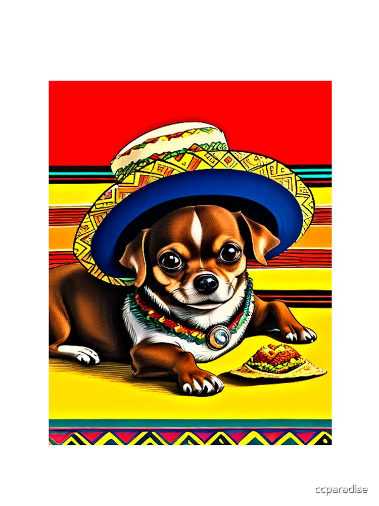 Cutest Colorful Chihuahua Dog with a Taco Bell Taco by Earth Nature Creations