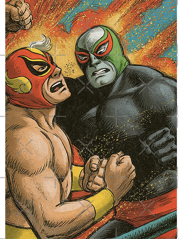 Colorful Luchadors Fighting Retro Comic Book by Piotrek0001