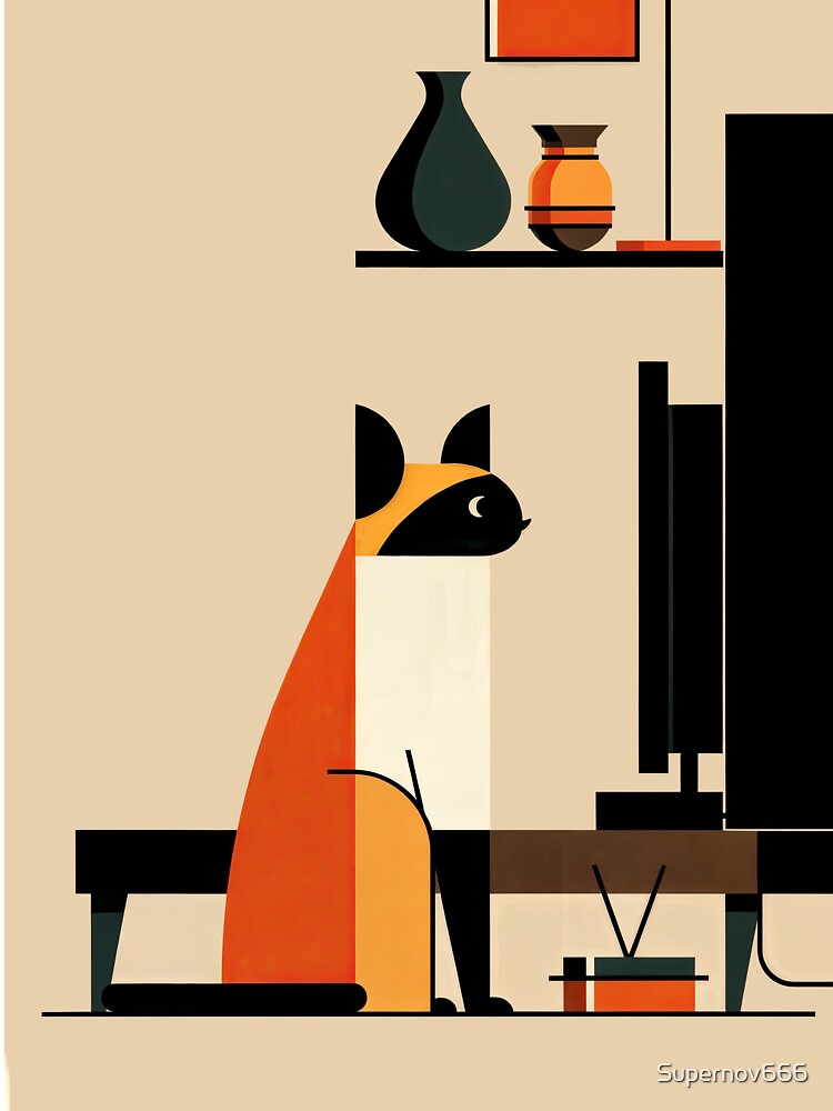 Wall Art - Postcard - Modern Minimalist Cat Geometry by ForeverPrintsOK