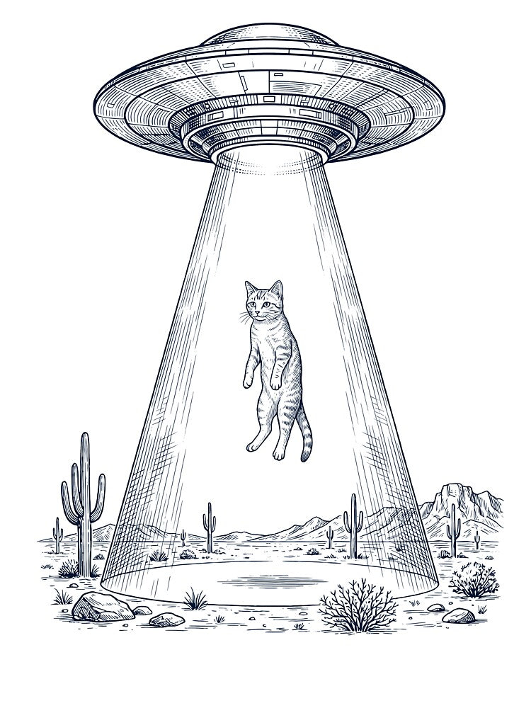 Vintage Cat UFO Alien Western Animal Lover by TerryConnells